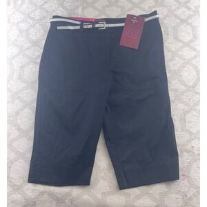 212 Collection Womens Petite Black Capri Pants Belted Natural Fit Size 6P